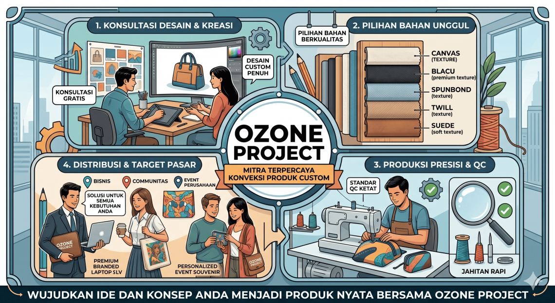 konveksi tas custom berkualitas hasil produksi ozone